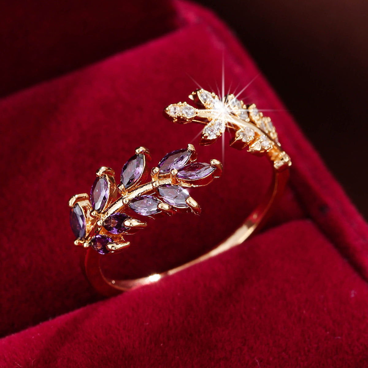 Leaf Wheat Ring - Adjustable Gold Nature-Inspired Ring