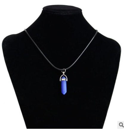 Hexagon natural stone necklace