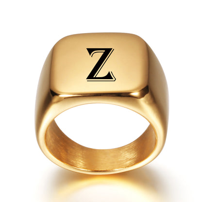 Gold Tone Signet Ring
