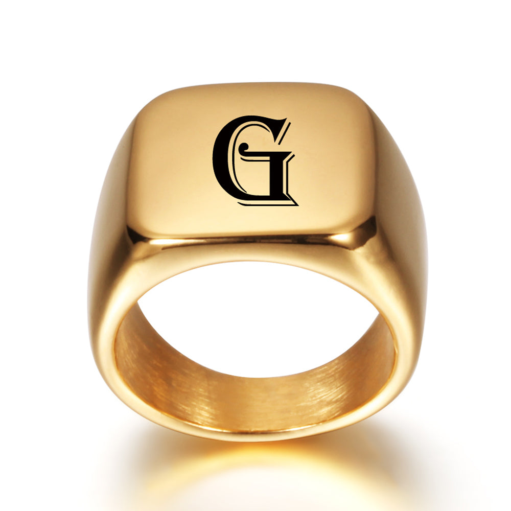 Gold Tone Signet Ring