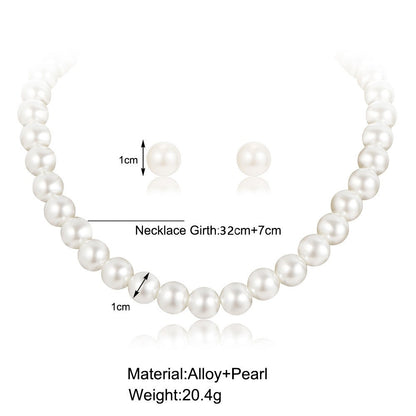 Simple Retro Pearl NecklaceHepburn Style Faux Pearl Jewelry Set Two Pieces