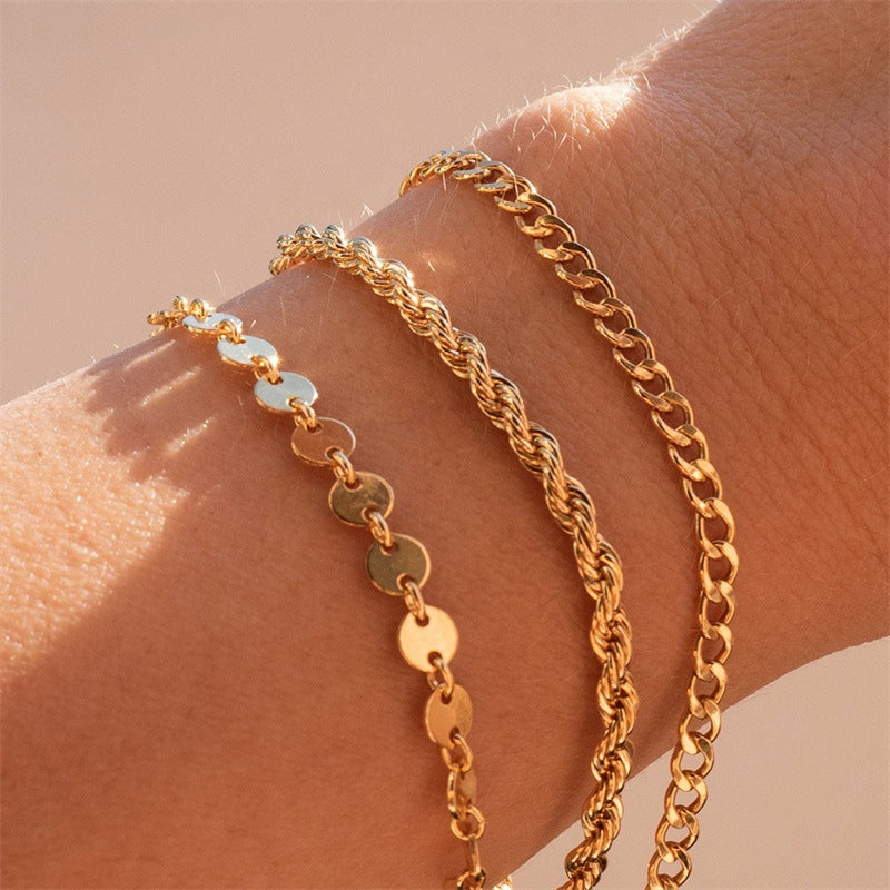 Gold-Plated Twist Chain Bracelet | European & American Style