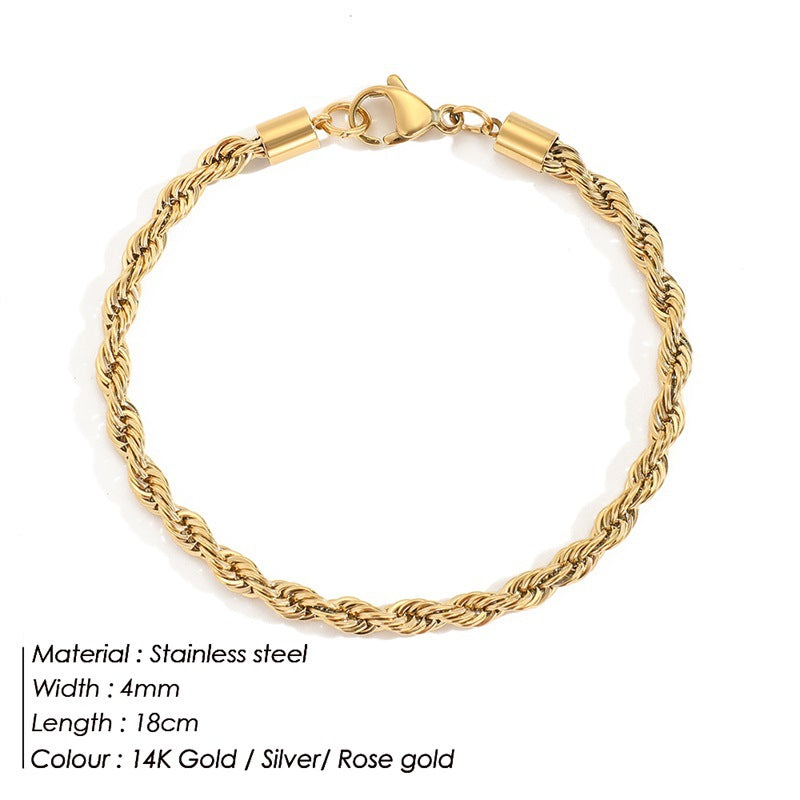 Gold-Plated Twist Chain Bracelet | European & American Style