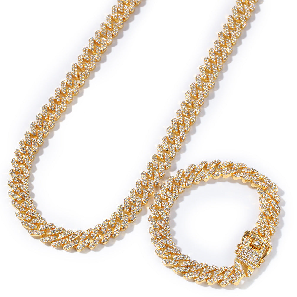 Gold-plated Full Diamond Alloy Hip-hop Bracelet