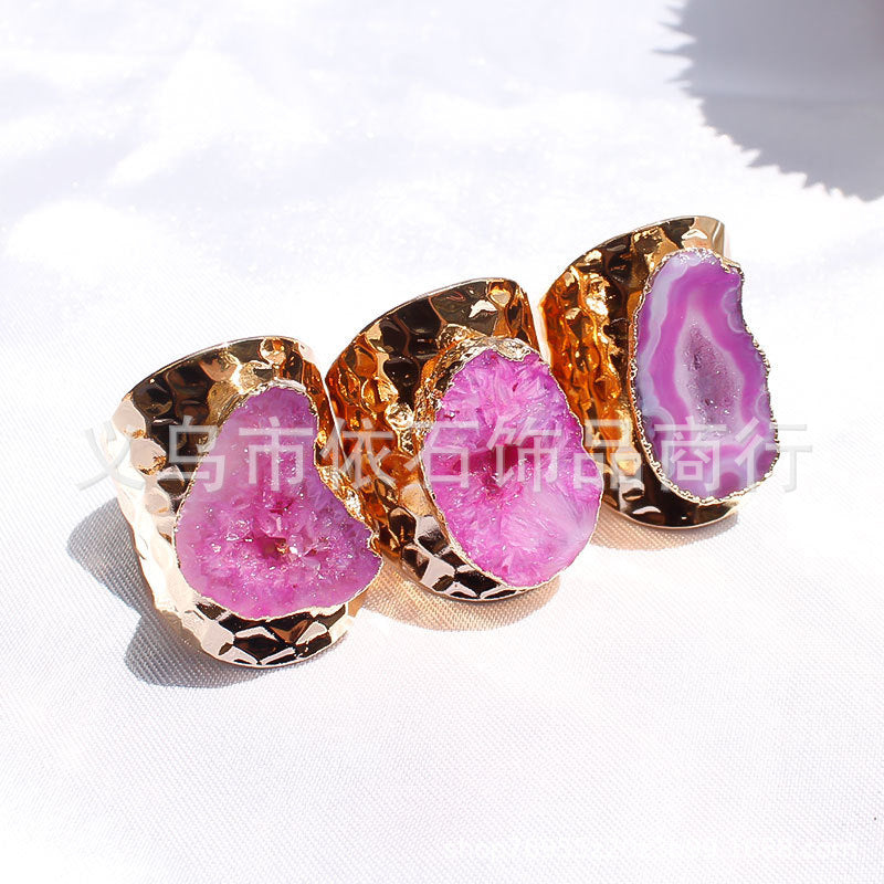 Natural Agate Crystal Stone Ring