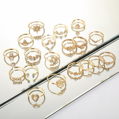Retro Hollow Star Drop Ring Set of 19