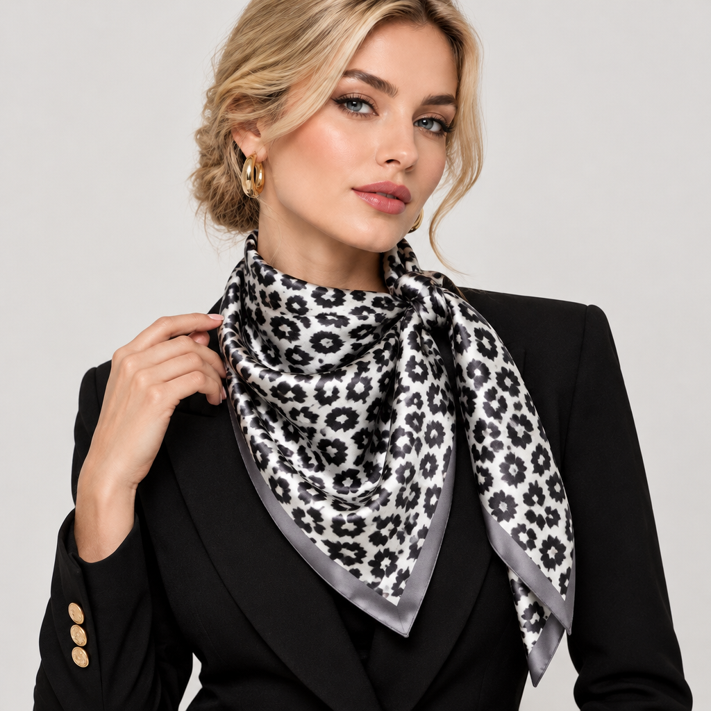 Artificial Silk Satin Printed All-matching Square Scarf