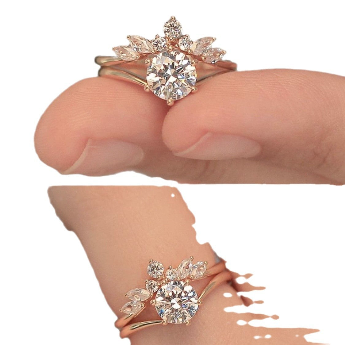 Rose Gold Couple Ring Set | Simple Alloy Design
