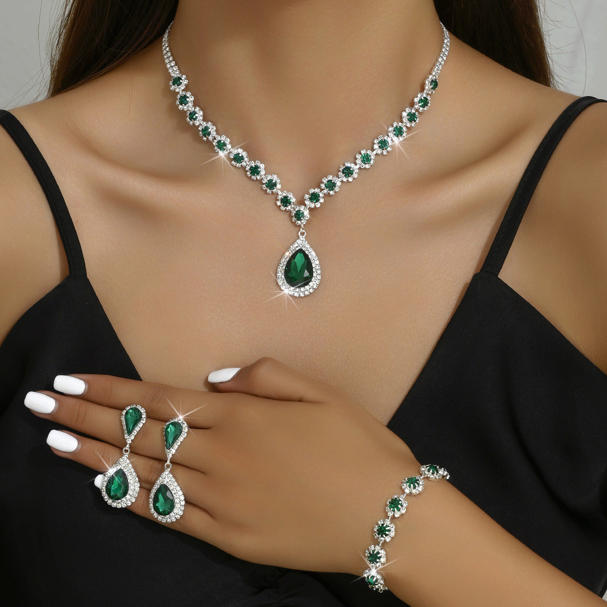 Three-Piece Bridal Jewelry Set | Necklace, Earrings & Bracelet