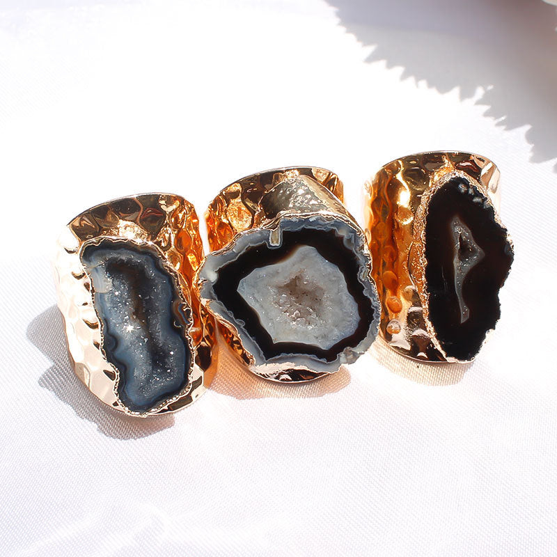 Natural Agate Crystal Stone Ring