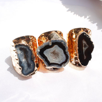 Natural Agate Crystal Stone Ring