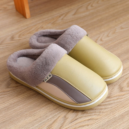 Waterproof Plush Winter Slippers – Non-Slip Bedroom Shoes for Women