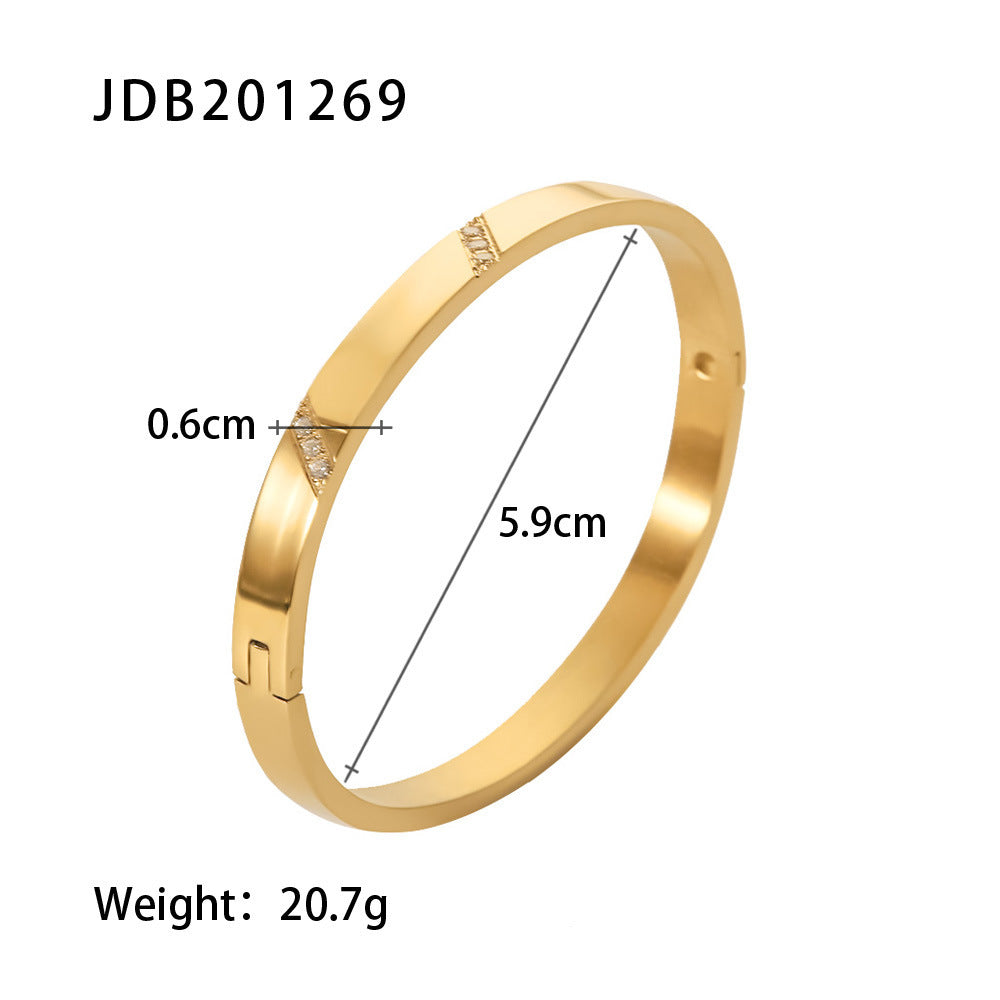 Fashionable And Versatile Gold-plated Stainless Steel Bracelets With Zirconia