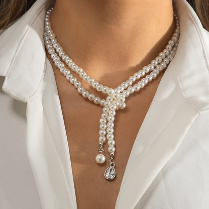 Retro Pearl Tassel Necklace