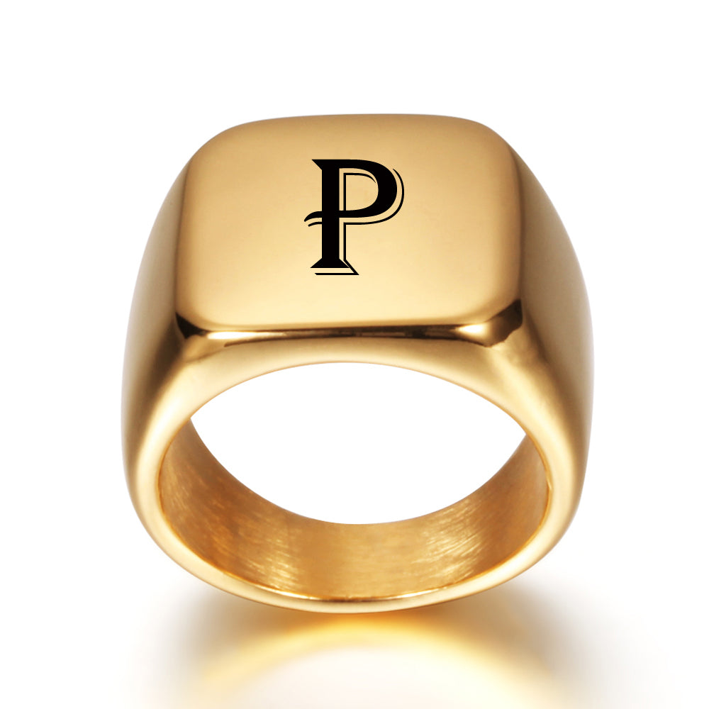 Gold Tone Signet Ring