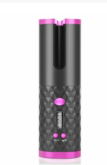 Cordless Auto-Rotating Hair Curler – LCD Ceramic Wireless USB Rechargeable Curling Iron