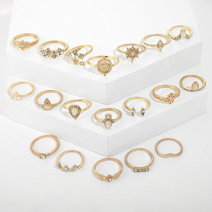 Retro Hollow Star Drop Ring Set of 19