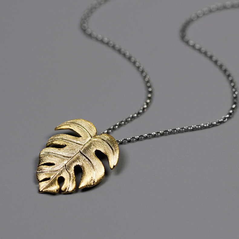 Tropical Palm Leaves Leaf Pendant Necklace