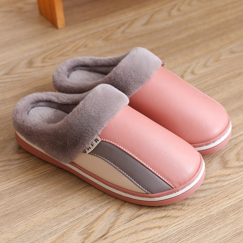 Waterproof Plush Winter Slippers – Non-Slip Bedroom Shoes for Women