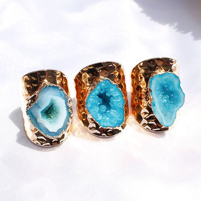Natural Agate Crystal Stone Ring