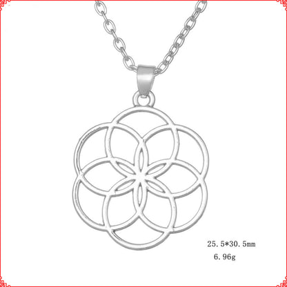 Flower of Life Wheel Zinc Alloy Clavicle Necklace