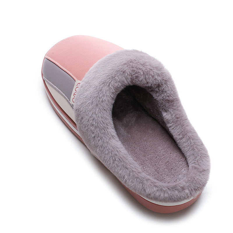 Waterproof Plush Winter Slippers – Non-Slip Bedroom Shoes for Women