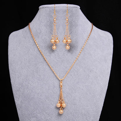 Gold Earrings & Necklace Jewelry Set – Korean Style Love Pendant