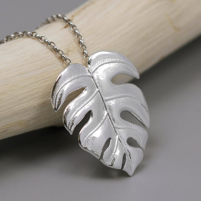 Tropical Palm Leaves Leaf Pendant Necklace