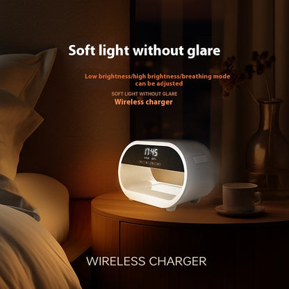 3-in-1 Night Lamp with Alarm Clock & Wireless Charger