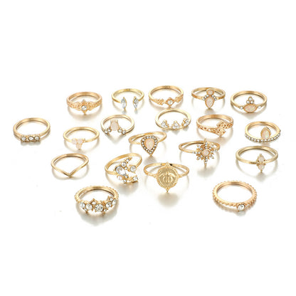 Retro Hollow Star Drop Ring Set of 19