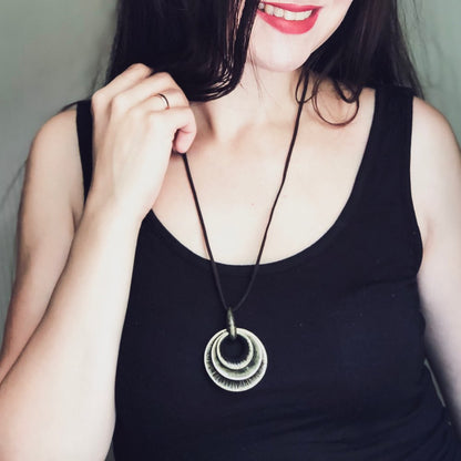 Gold-Plated Alloy Ring Pendant Sweater Chain Necklace