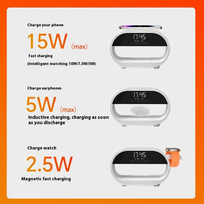 3-in-1 Night Lamp with Alarm Clock & Wireless Charger