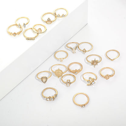 Retro Hollow Star Drop Ring Set of 19