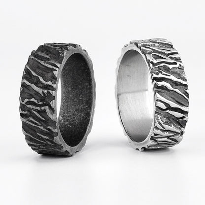 Titanium Steel Textured Unisex Ring