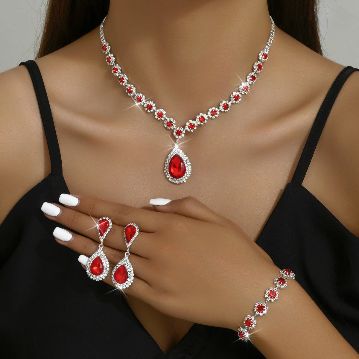Three-Piece Bridal Jewelry Set | Necklace, Earrings & Bracelet