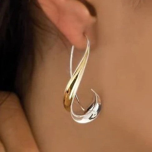 Retro Geometric Earrings - Gold Alloy Statement Earrings