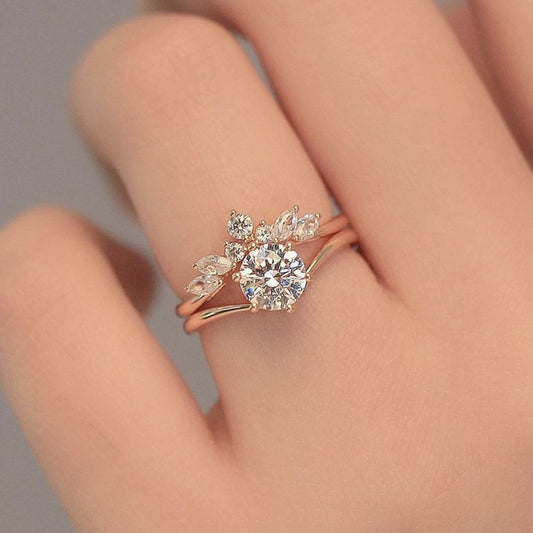 Rose Gold Couple Ring Set | Simple Alloy Design