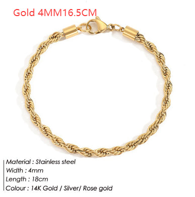 Gold-Plated Twist Chain Bracelet | European & American Style