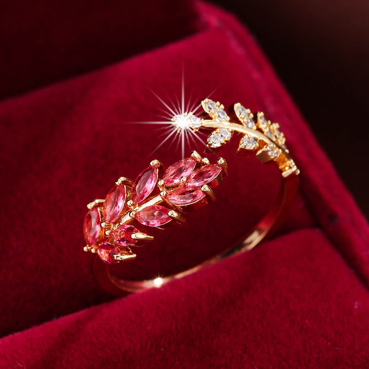 Leaf Wheat Ring - Adjustable Gold Nature-Inspired Ring