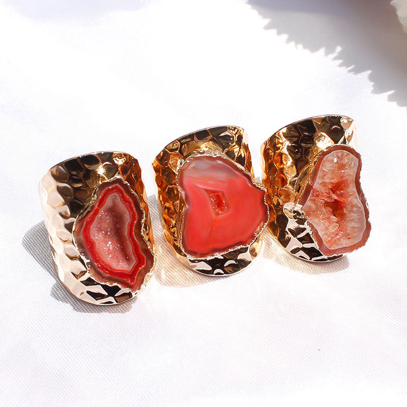 Natural Agate Crystal Stone Ring