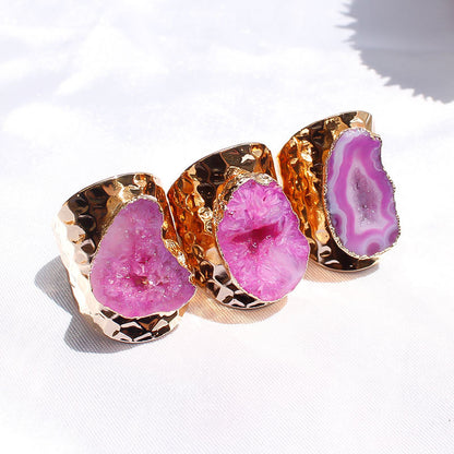 Natural Agate Crystal Stone Ring