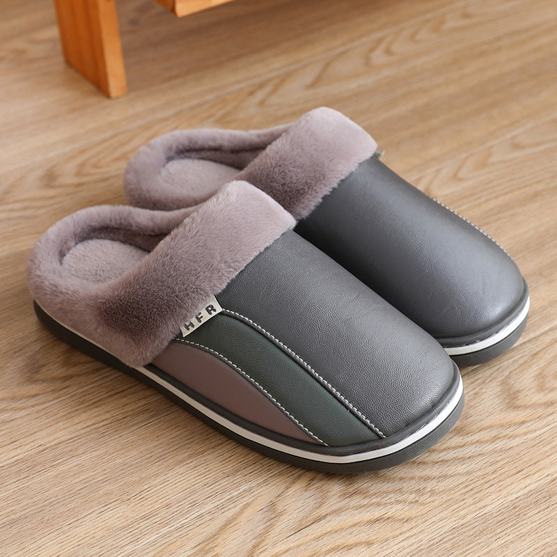 Waterproof Plush Winter Slippers – Non-Slip Bedroom Shoes for Women