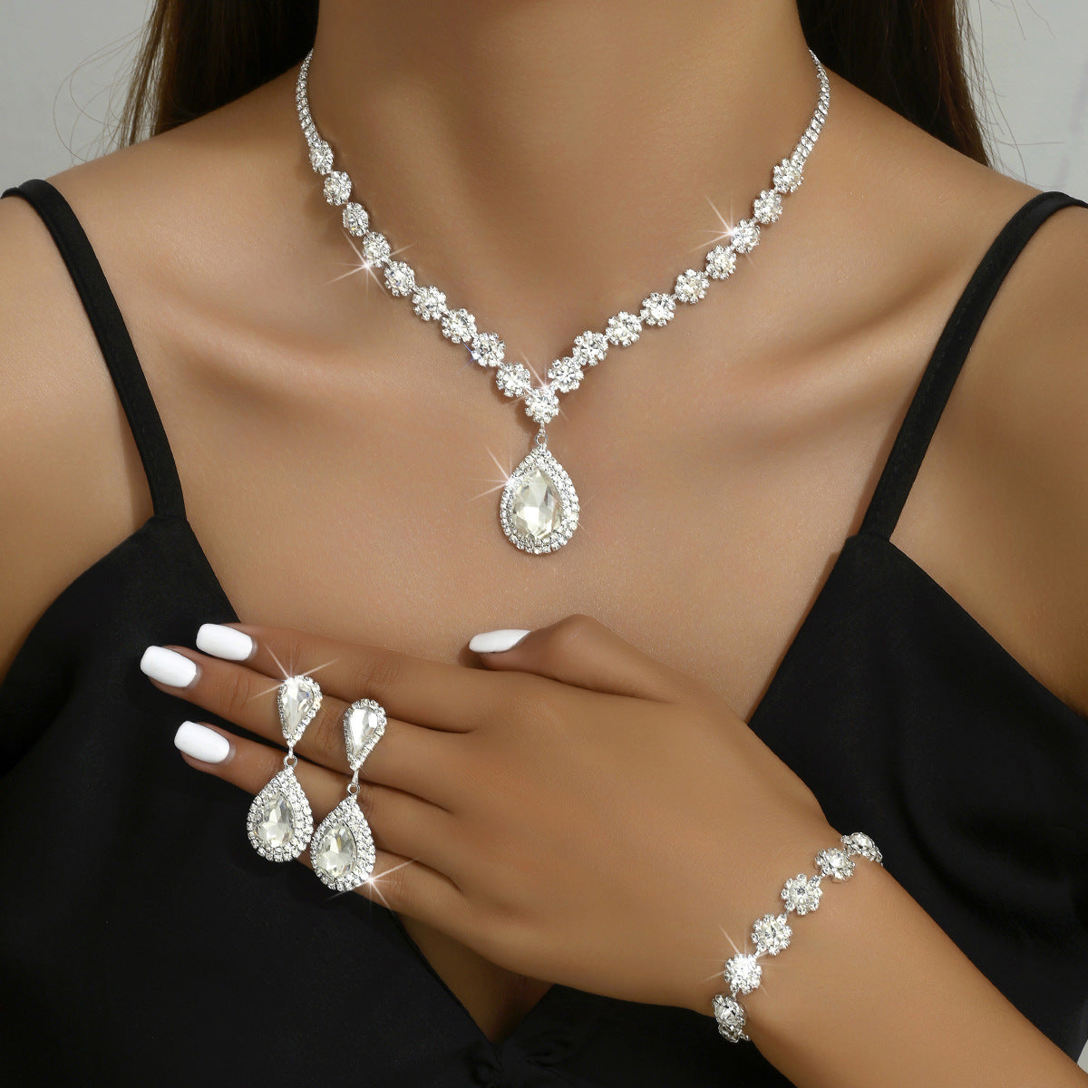 Three-Piece Bridal Jewelry Set | Necklace, Earrings & Bracelet