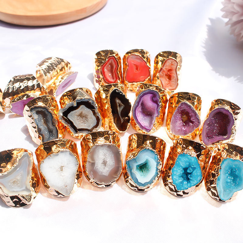 Natural Agate Crystal Stone Ring