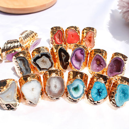 Natural Agate Crystal Stone Ring