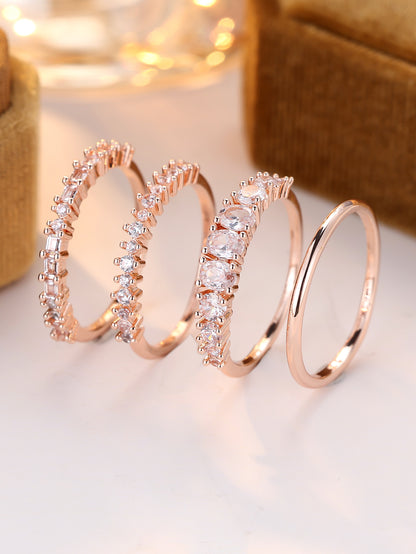 Round Color Zirconium Four-piece Ring