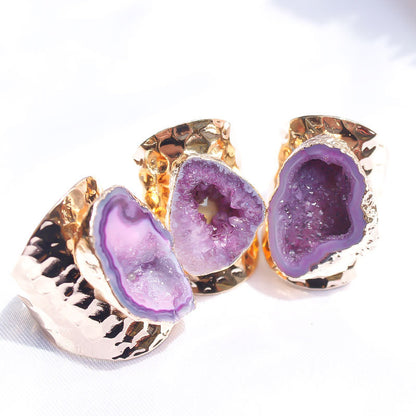 Natural Agate Crystal Stone Ring
