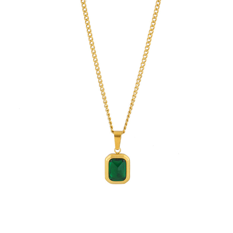 Gold Emerald Pendant Necklace