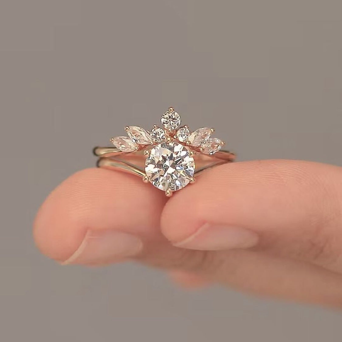 Rose Gold Couple Ring Set | Simple Alloy Design
