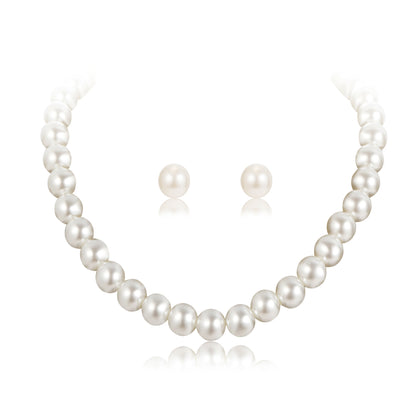 Simple Retro Pearl NecklaceHepburn Style Faux Pearl Jewelry Set Two Pieces
